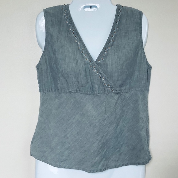 J. Jill Embellished Sleeveless Linen Top - 6P - Picture 1 of 5